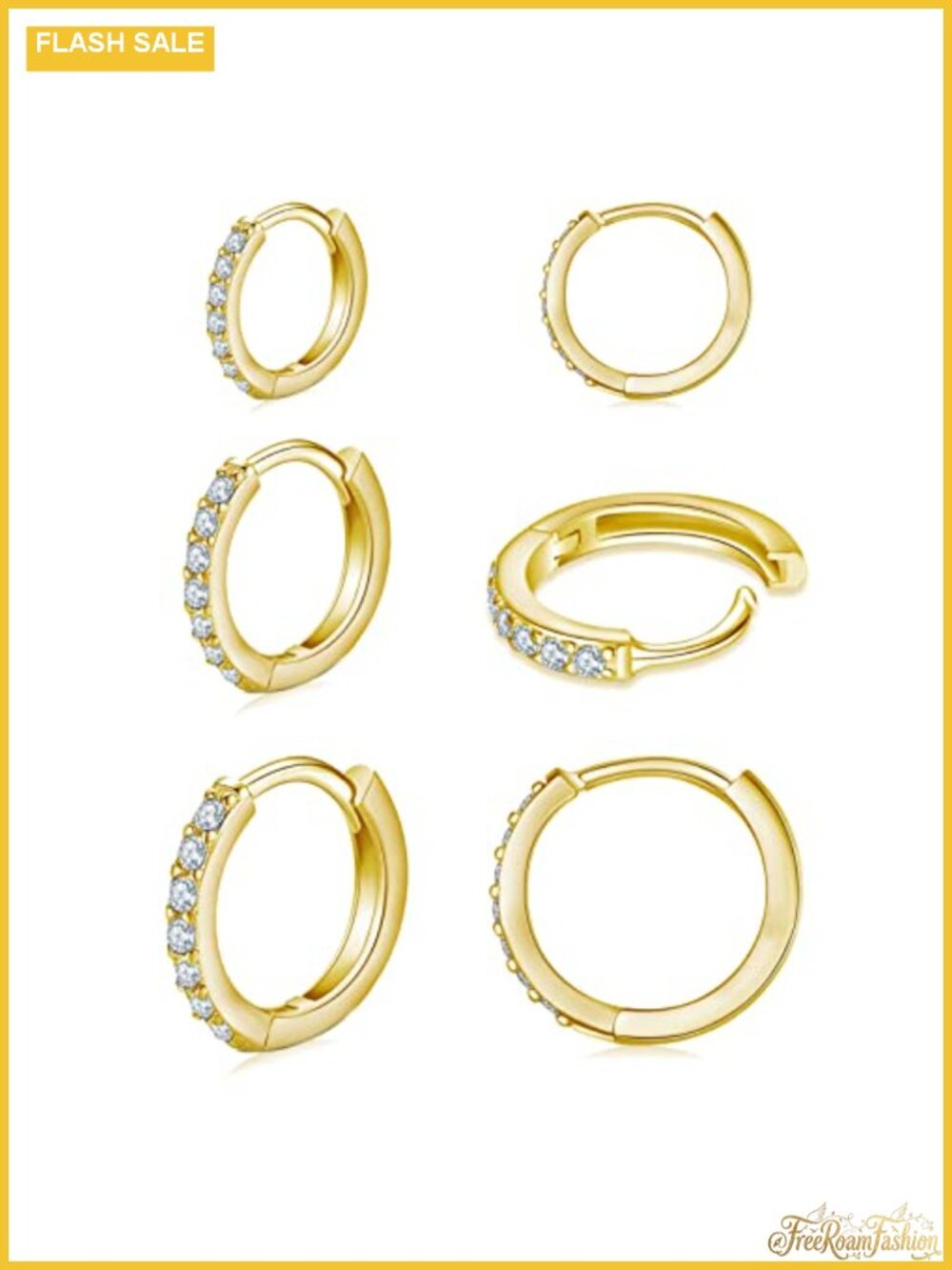 3 Pairs 925 Sterling Silver Small Hoop Earrings for Women Men CZ Gold Plated